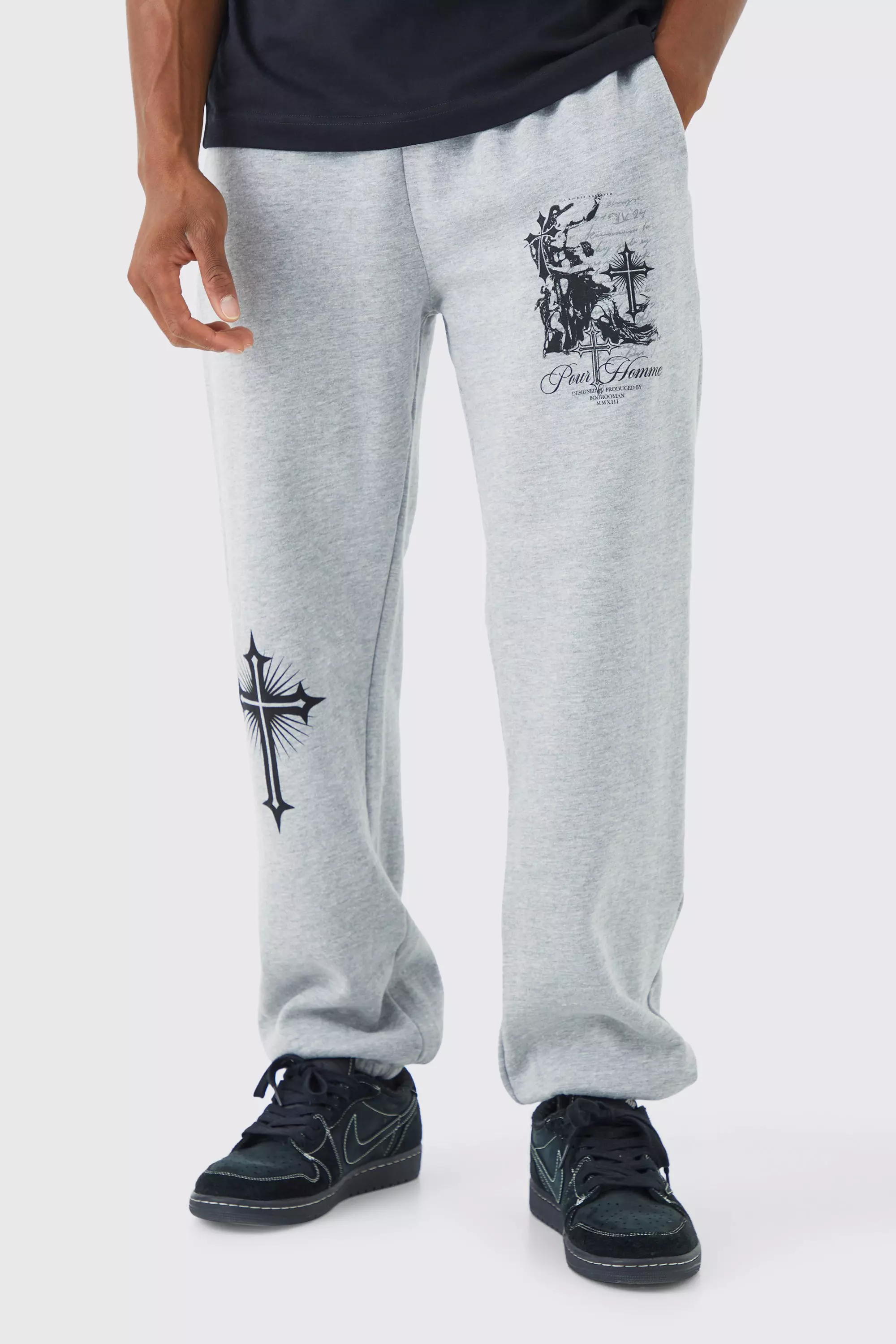 Pour Homme Graphic Sweatpants boohooMAN USA